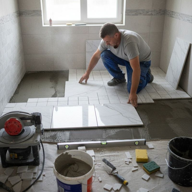 White Marble Tile Installation in Overland Park, KS